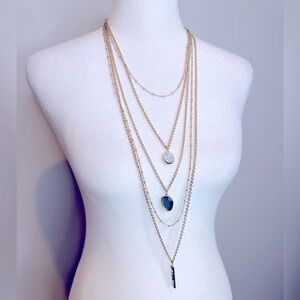 NWT Catherine Malandrino Stunning Gold Tone Multilayer Long Necklace